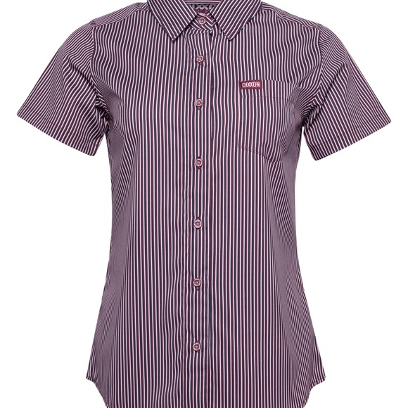 DIXXON BENNY TRIPLE STRIPE WOMEN'S SHORT SLEEVE - MAROON size large - Picture 2 of 10
